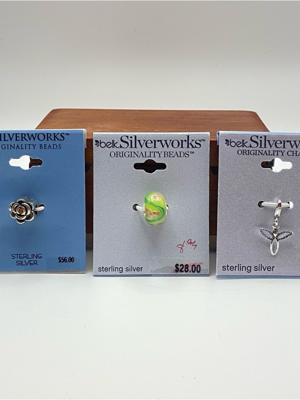 Belk Silverworks Set of 3 Sterling Originality Beads for Chain or Bracelet NEW